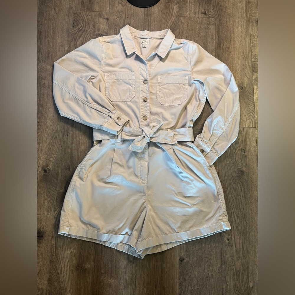 J. Crew Foundry Utility Cream Belted Jumpsuit Romper - Picture 3 of 5